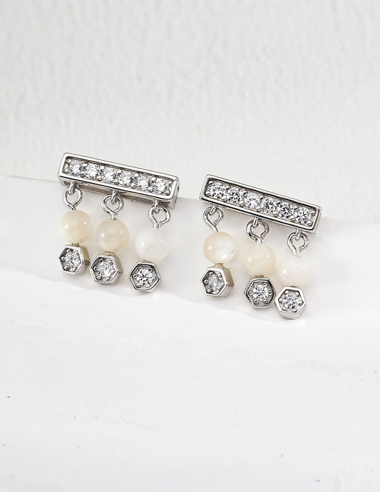 Mother of Pearl x Zirconia: Urban, Gentle, Minimalist Earrings