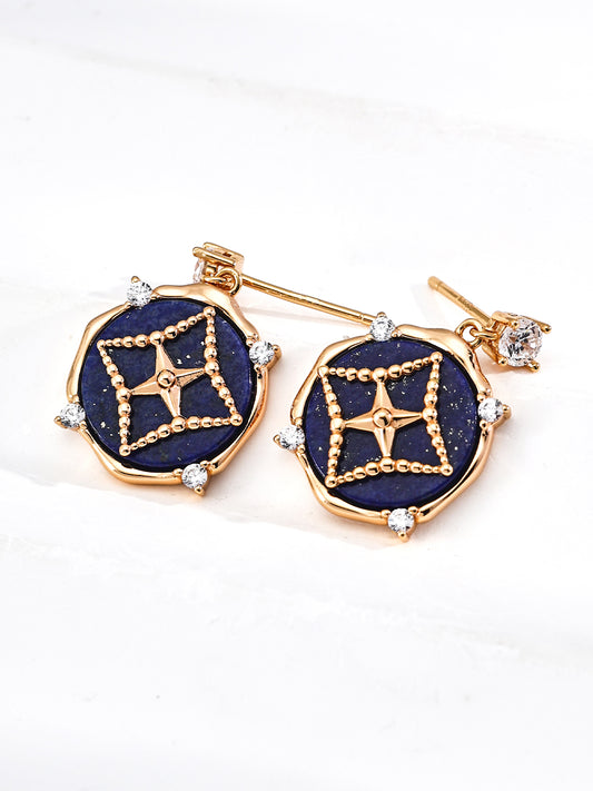 S925 ラピスラズリ ジルコニア ピアス ヴィンテージ クラシック