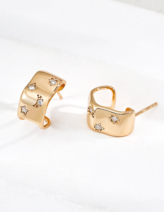 S925 Zirconia Simple Earrings: Minimalist and Elegant Ear Adornments - Gold Plated