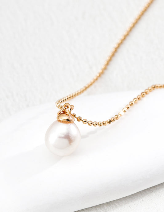Sterling Silver 925 Simple Freshwater Pearl Necklace Daily
