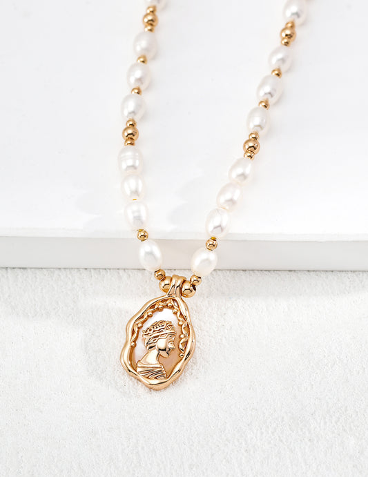 S925 Freshwater Pearl Shell Pendant Necklace Simple