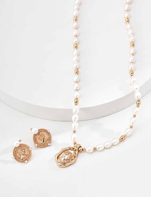 S925 Freshwater Pearl Shell Pendant Necklace Simple