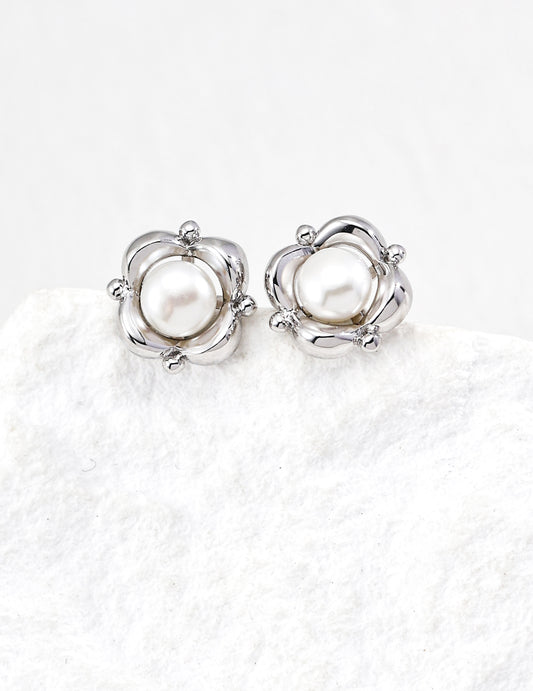Freshwater Pearl Silver 925 Earrings Elegant Delicate Daily Wear