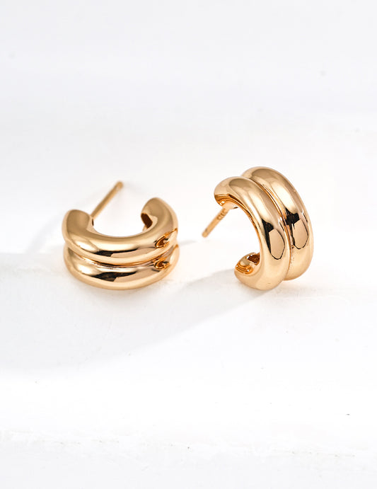 Silver 925 Double Hoop Earrings - Simple, for Daily Wear