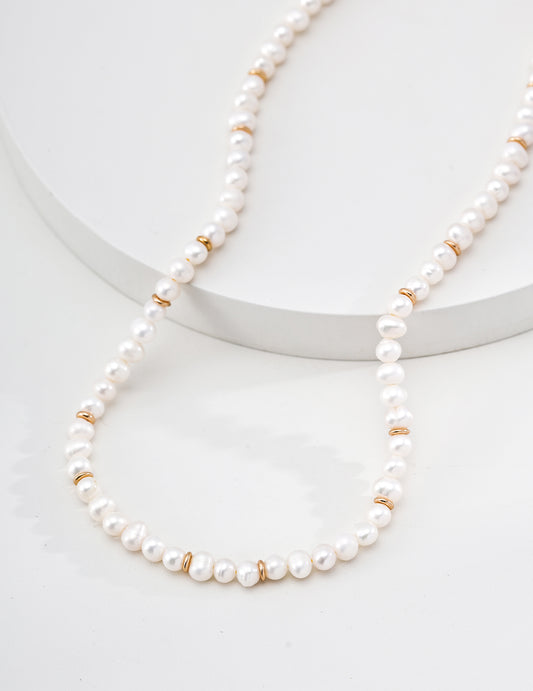 Sterling Silver 925 Simple Freshwater Pearl Necklace - Timeless Beauty