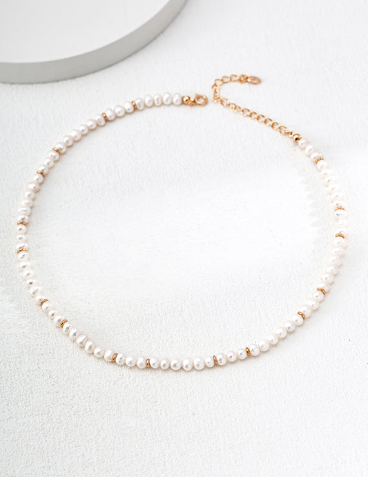 Sterling Silver 925 Simple Freshwater Pearl Necklace - Timeless Beauty