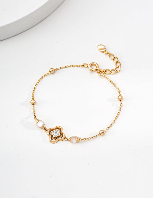 S925 Vintage-Style White Shell Bracelet - Gracefully radiant on your wrist