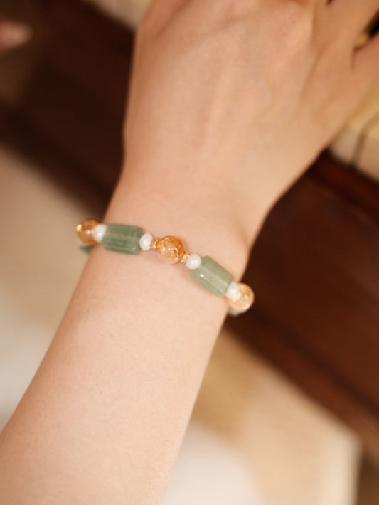 S925 Jasmine-Colored Freshwater Pearl Antique-Style Bracelet