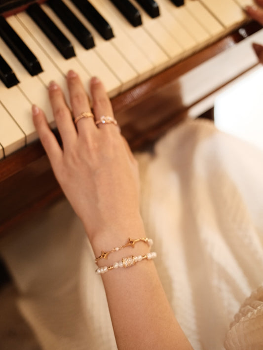925 Sterling Silver Mother of Pearl & Freshwater Pearl Bracelet, Design Chain