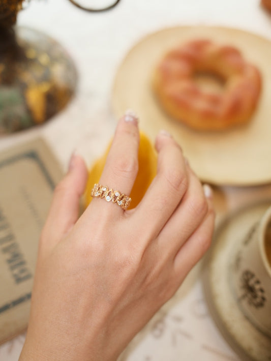 S925 Zirconia Layered Teardrop Wreath Design Ring