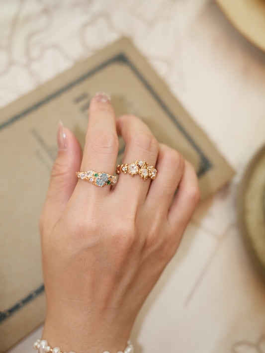 【Heartbeat of the Forest】Vintage-Style Zirconia Bud Ring S925