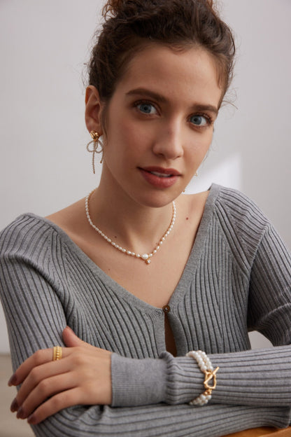 パールとジルコニアのネックレス D0415